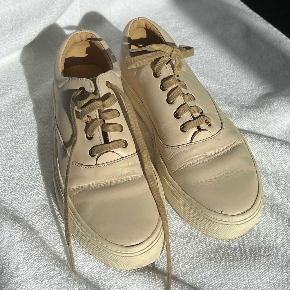 Nisolo Everyday Sneakers in Bone, size 6.5